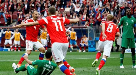 fifa world cup 2018 day 1 russia thrash saudi arabia 5 0 in first game fifa news the