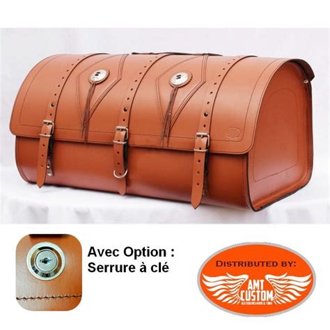 Sacoche Sissy Bar Cuir Valise Top Case Roll Bag Cadenassable 65 Litres