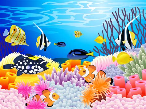 Sea Life 1600×1200 Underwater Wallpaper Cartoon Fish Surfboard