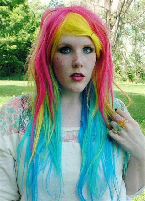 Rainbow Rainbow Wig Rainbow Hair Color Blue And Pink Hair Pink