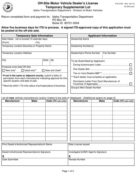 Form Itd3198 Download Fillable Pdf Or Fill Online Off Site Motor