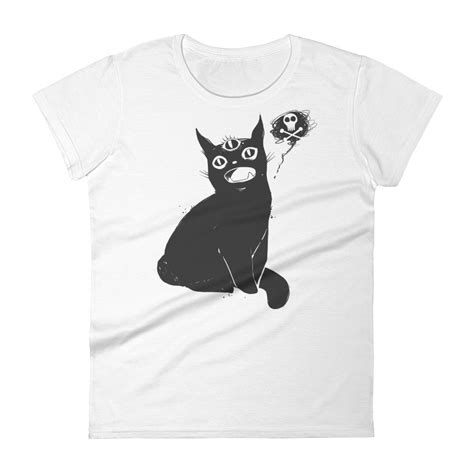 Strange Black Cat Ladies T Shirt Women S Short Sleeve Graphic Tee Cellsdividing