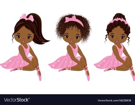 Cute Little African American Ballerinas Royalty Free Vector Ballerina