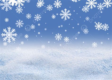 Christmas Blue Snow Scene With Snowflakes Background Wallpaper