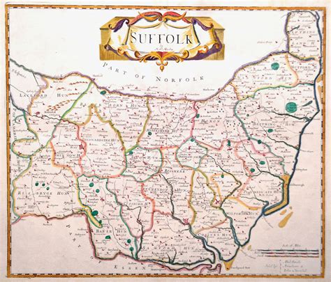 Original Antique Map Suffolk Robert Morden Circa 1722 Genuine Antique