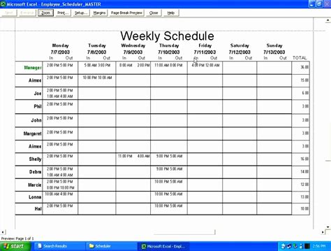 6 Microsoft Excel Employee Schedule Template Excel Templates Excel