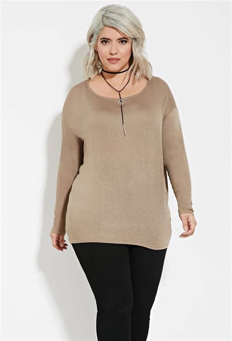 Forever 21 Plus Size Drapey Dolman Top In Brown Lyst