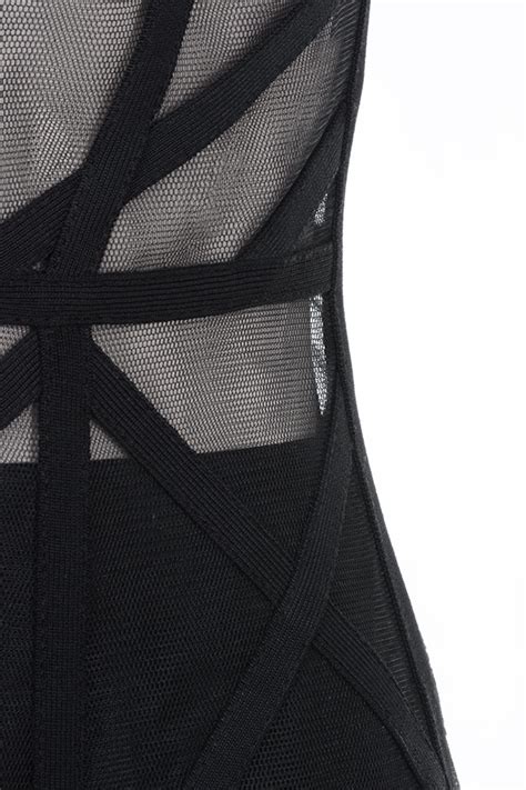 Clothing Bandage Dresses Erene Black Bandage And Sheer Mesh