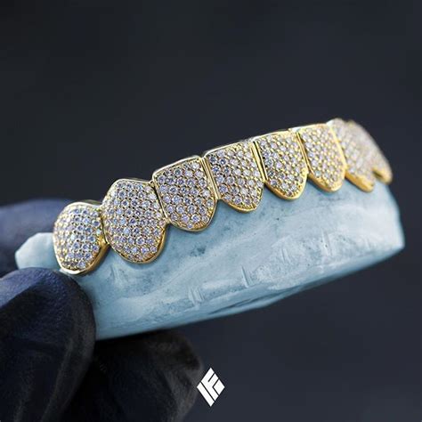 Solid 14k Yellow Gold Bottom 8 Grills Fully Iced Out With Vs White