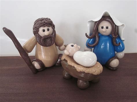 Polymer Clay Nativity Set Mary Joseph And Jesus 2500 Via Etsy