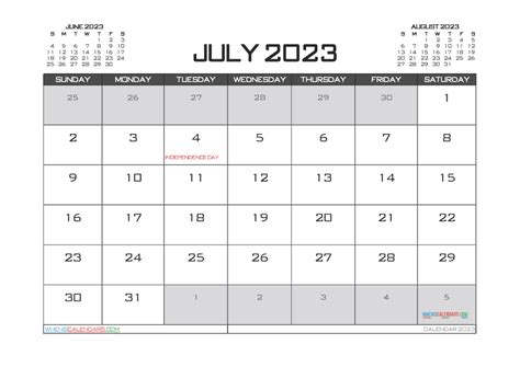 July 2023 Calendar With Holidays Free 23283