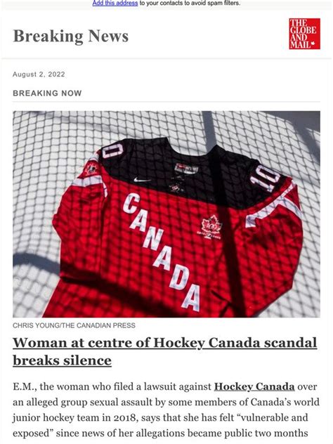 The Globe And Mail Breaking News Woman At Centre Of Hockey Canada Scandal Breaks Silence Milled