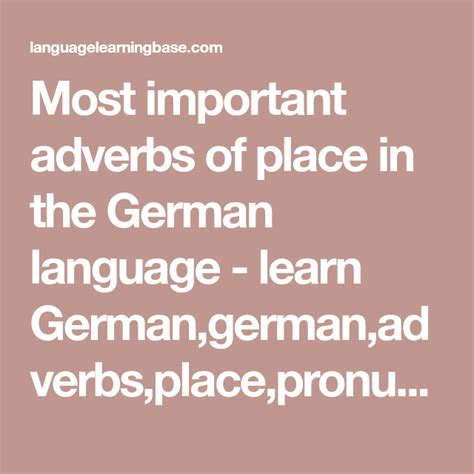 Most Important Adverbs Of Place In The German Language Learn German