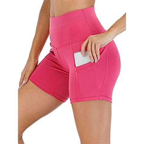 Dodoing Tummy Control Yoga Shorts With Pockets For Women Workout Running Athletic Bike High