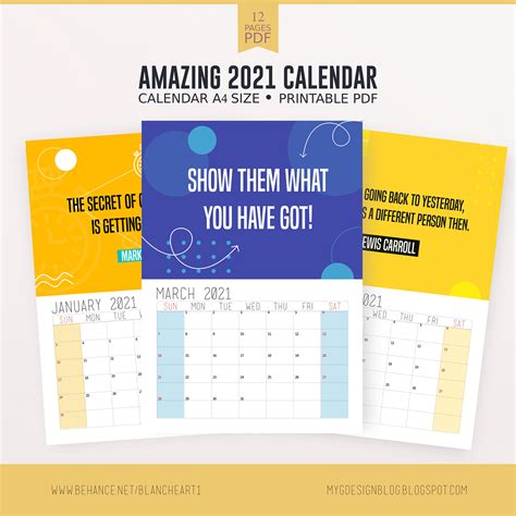 Positive Printable Calendar 2021 A4 On Behance