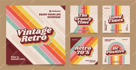 Free Vector Hand Drawn 70s Style Instagram Posts Template