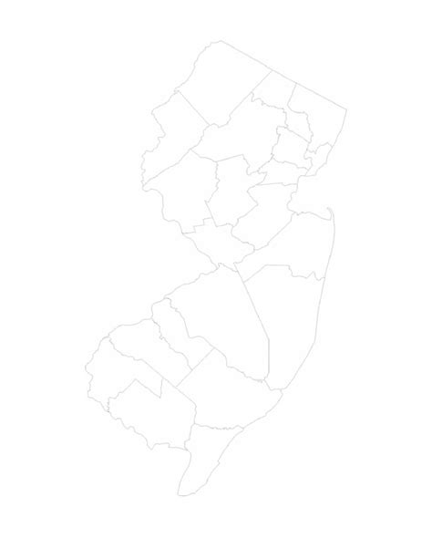Blank New Jersey County Map Free Download