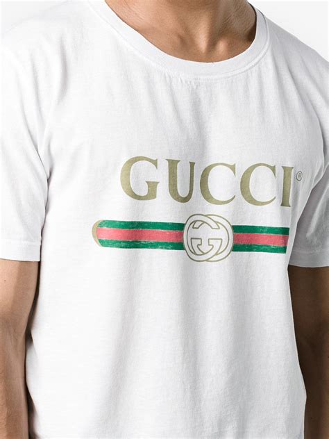 Gucci Fake Logo T Shirt In White For Men Lyst