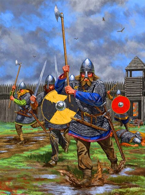 Viking Warriors Charging Into Battle By Johnny Shumate Viking Art