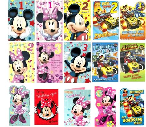 Disney Mickey Minnie Mouse Official Birthday Greetings Cards Ages