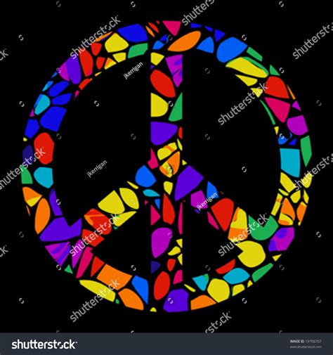 Vector Mosaic Peace Sign Bright Rainbow Stock Vector