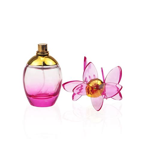 creative 55ml pink perfume bottle with flower shaped cap high quality perfume bottle spary
