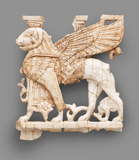 Nimrud Ivory Plaque With Winged Ram Headed Sphinx