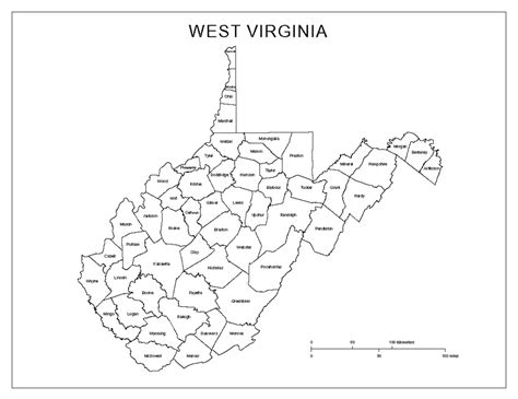West Virginia Labeled Map Printable Map Of The United States