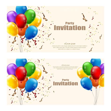 Premium Vector Balloons Party Invitation Card