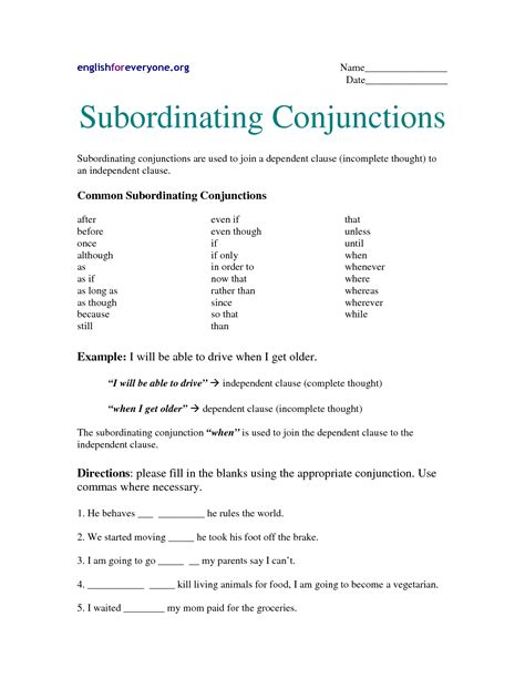 images  coordinating conjunctions worksheets coordinating