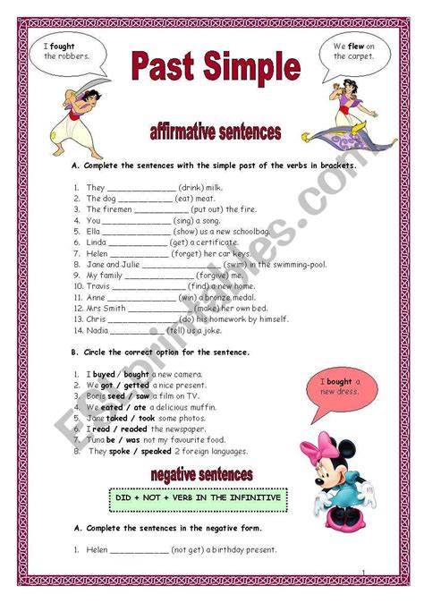 Past Simple Of Irregular Verbs Exercises In The Affirmative Negative