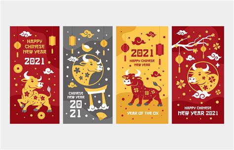 Golden Ox Chinese New Year Greeting Cards 1874160 Vector Art At Vecteezy