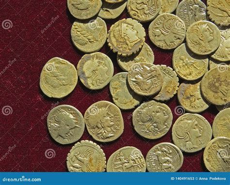 Ancient Coin Treasure Stamped Golden Round Money Stock Image Image