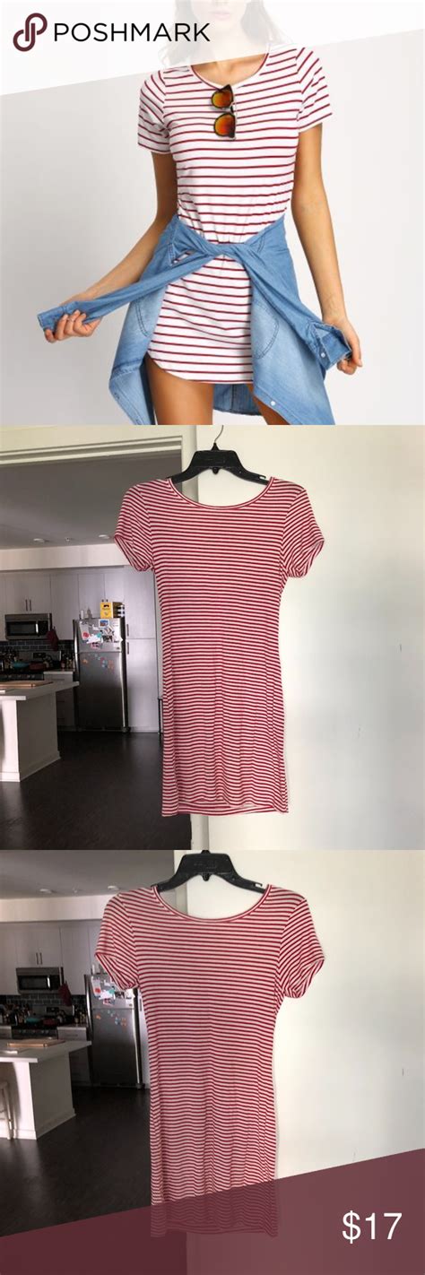 Womens Brandy Melville Red Striped Tshirt Dress Striped T Shirt