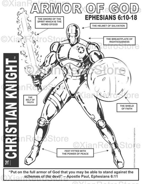 The Christian Knight The Armor Of God Printable Coloring Page Ephesians