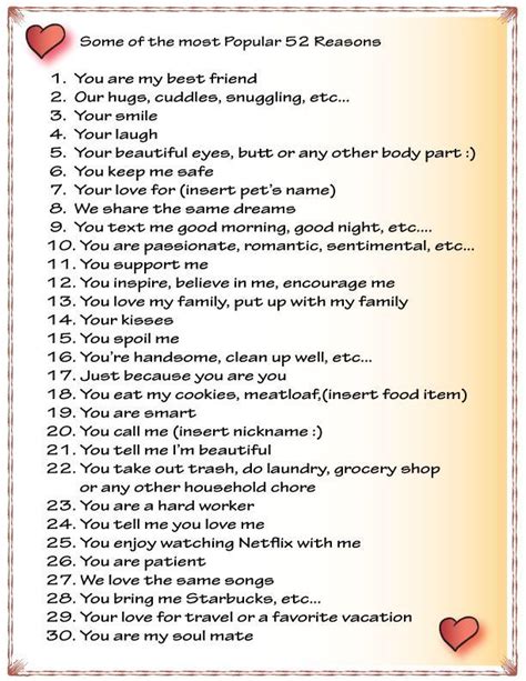 52 Reasons Why I Love You Here Are Some Ideas To Get You Started In