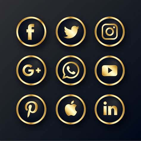 Luxury Golden Social Media Icons Pack Luxury Golden Social Media Icons