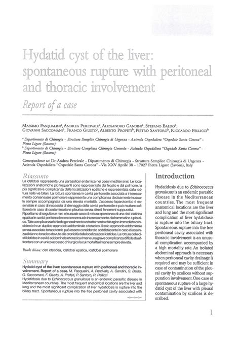 Pdf Hydatid Cyst Of The Liver Spontaneous Rupture With Peritoneal