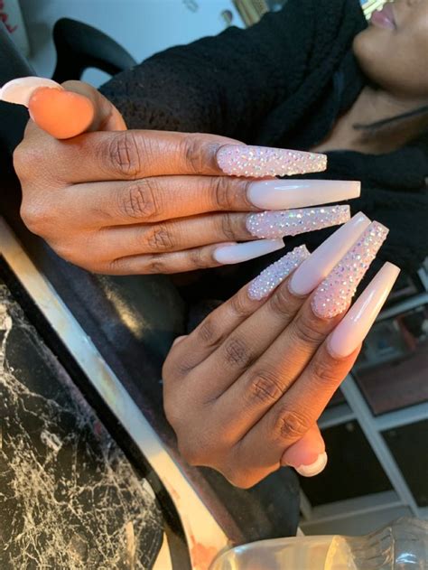Pixie Crystals With Milky White Acrylic Long Classy Long White Nails