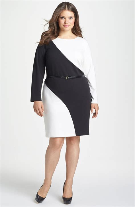 Calvin Klein Colorblock Belted Ponte Sheath Dress Plus Size Nordstrom