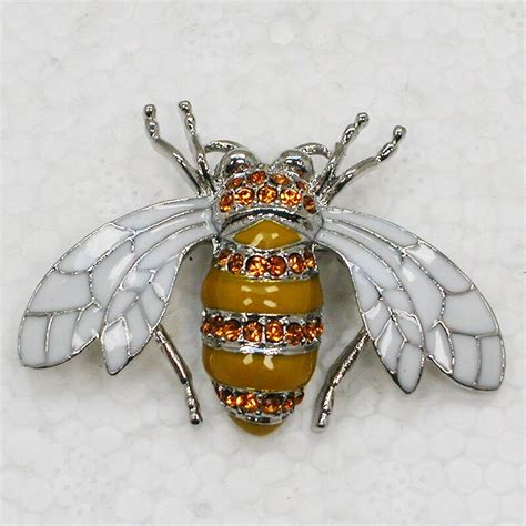 12pcslot Wholesale Brooch Rhinestone Enamel Honey Bee Fashion Pin