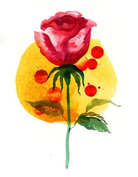 Premium Photo Red Rose Flower Handdrawn Ink And Watercolor Sketch