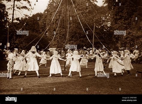 Maypole Dancing Victorian Period Stock Photo Alamy