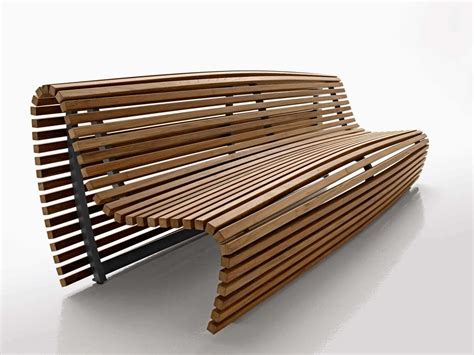 Unique Curved Garden Bench Design With Amazing Curved Shape On The Bench That Have Wooden