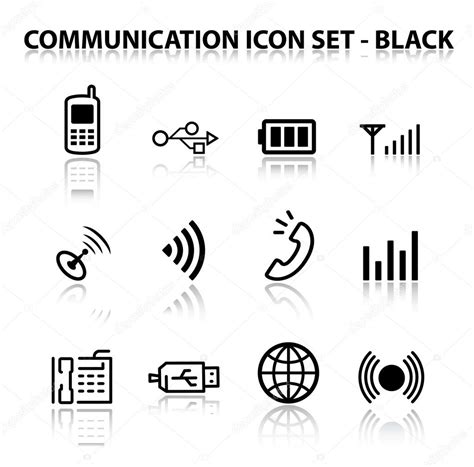 Reflect Communication Icon Set Black — Stock Vector © Artlosk 1255467