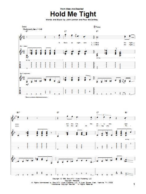 hold me tight guitar tab zzounds