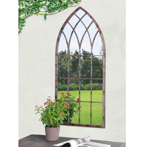 Sunjoy Cathedral Windowpane Style Garden Mirror Made Of Metal With