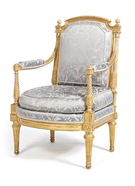 A Louis Xvi Carved Giltwood Fauteuil Attributed To Georges Jacob Circa