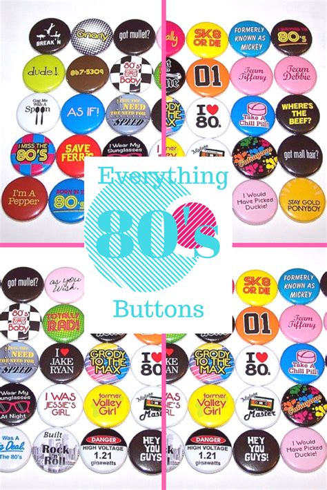 Everything 80s Buttons 80s Pins Party Favor Set Of 40 Buttons 1 Or 1