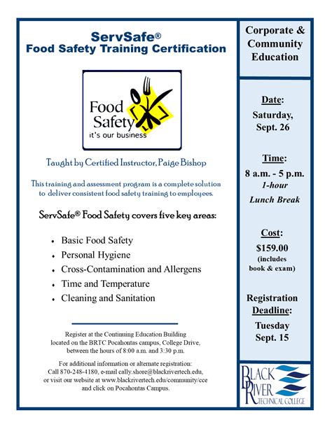 Servsafe Food Safety Training Certification Black River Technical College